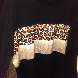 LONG SLEEVE LEOPARD PRINT ACCENT TSHIRT SIZE 4X